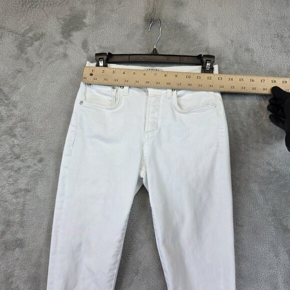 AGOLDE Jeans Womens 25 White High Rise Skinny Raw Hem Stretch Ankle A018 B-1013 - Picture 2 of 12